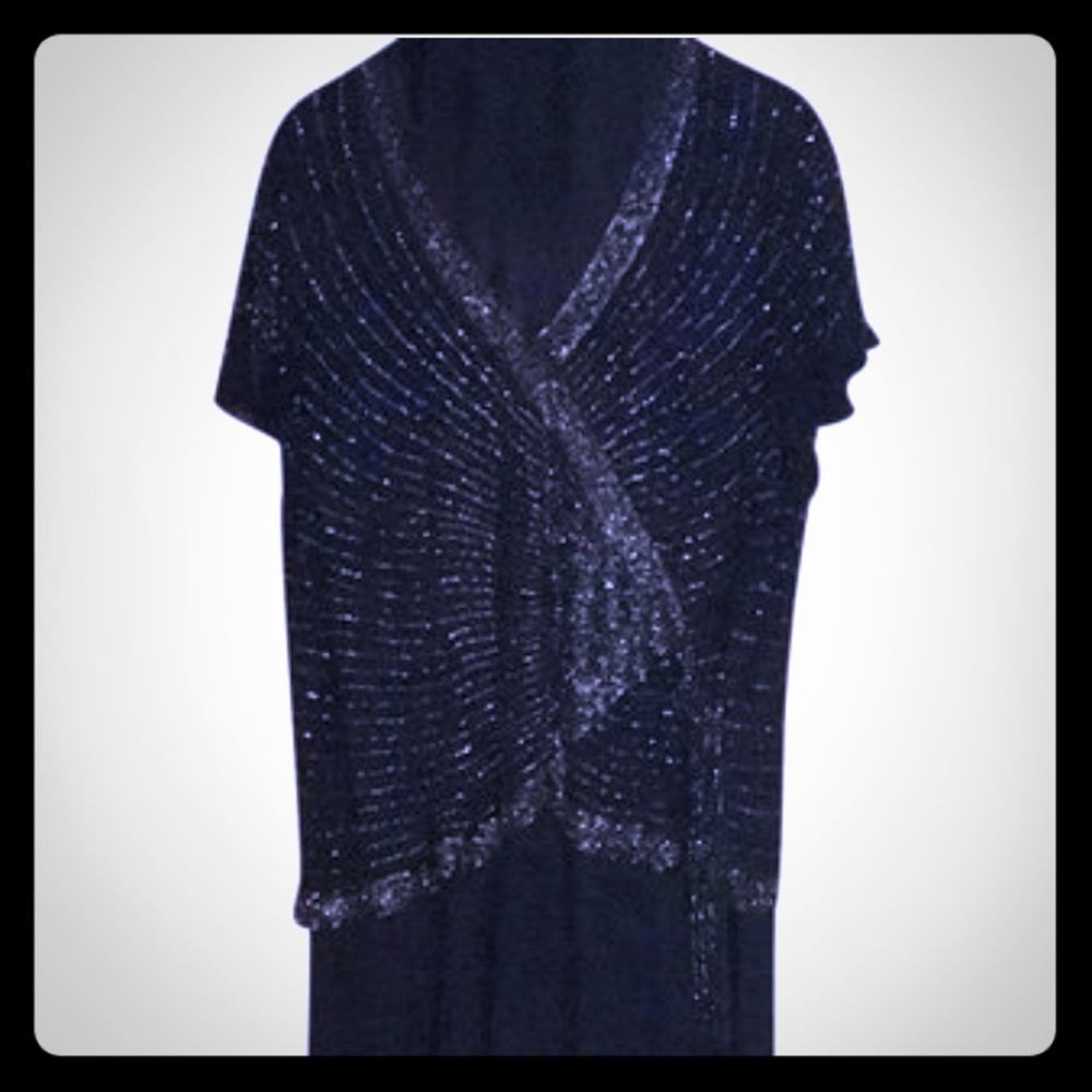 Navy blue dress with beading